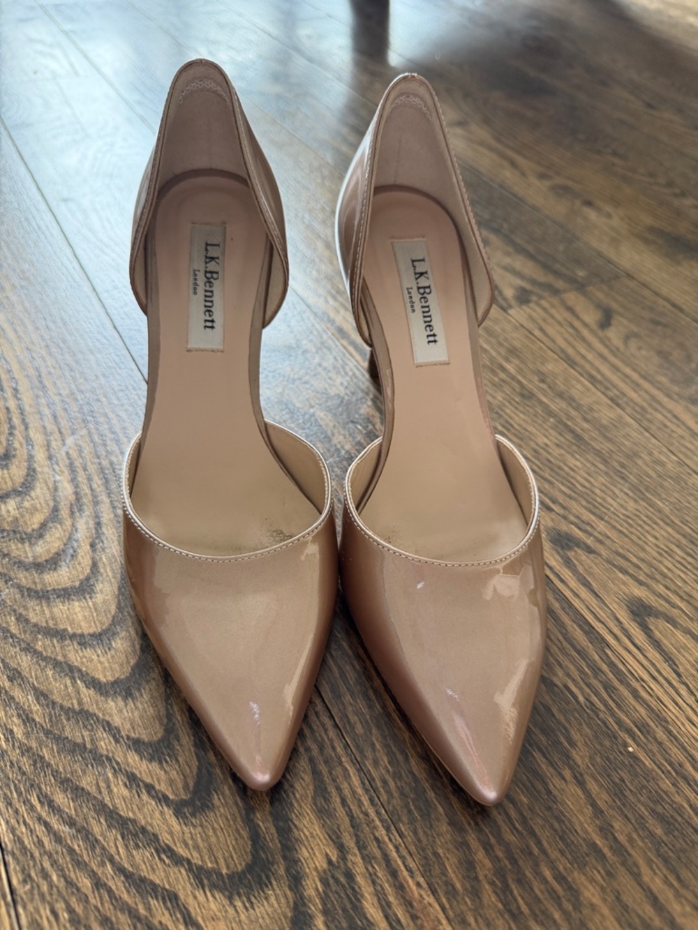 LK Bennett Blush Patent Leather Pointed D'Orsay Pumps
